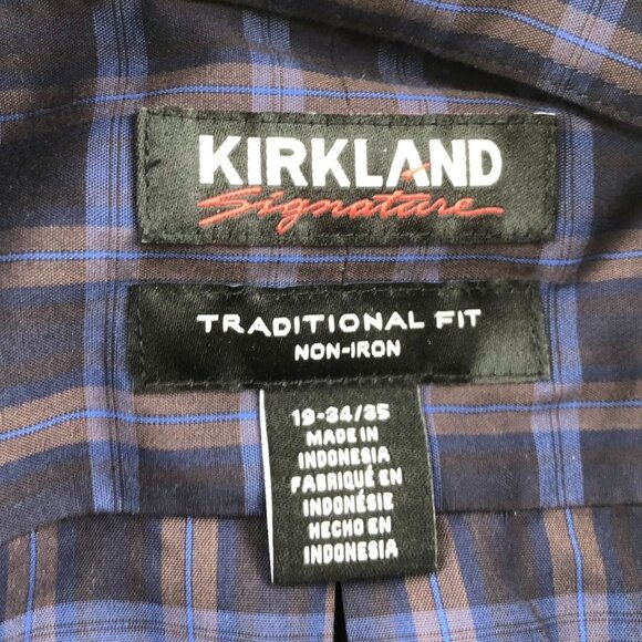 Kirkland Signature Mens Dress Shirt 3XL 19 Neck Non-Iron Traditional Fit Plaid - Picture 3 of 10